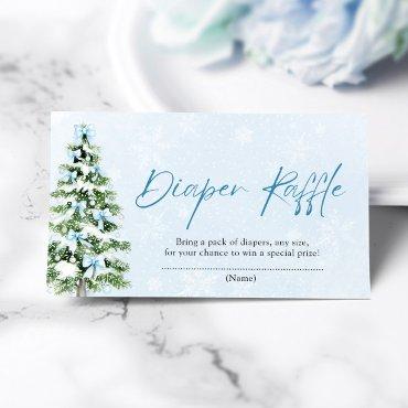 Blue Bows Christmas Tree Diaper Raffle Baby Shower Enclosure Card