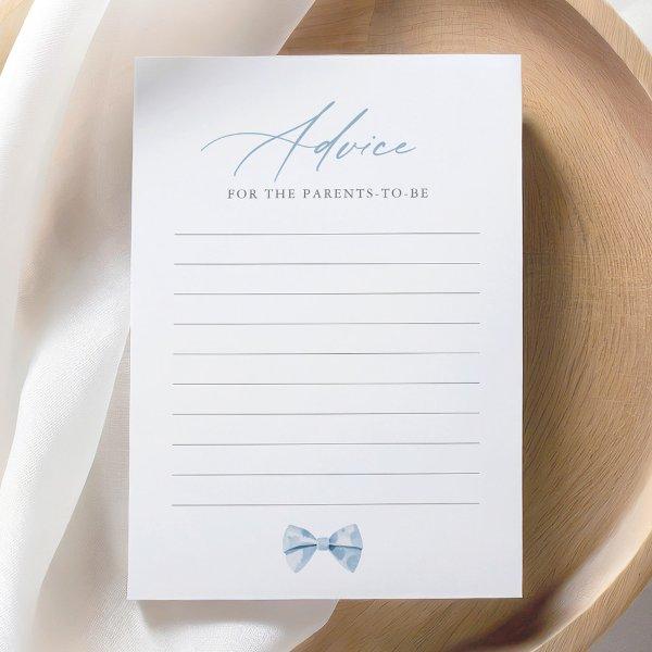 Blue Bowtie Boy Baby Shower Advice Card