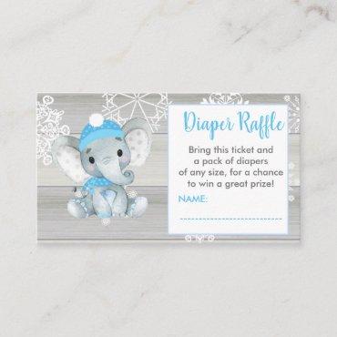 Blue Boy Elephant diaper raffle ticket rustic Enclosure Card