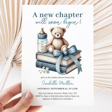 Blue Boy Teddy Bear Baby Shower New Chapter Begins