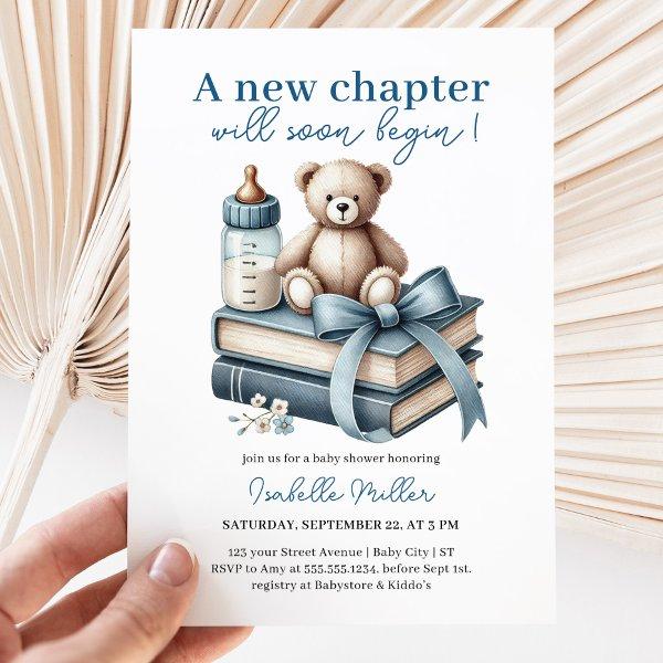 Blue Boy Teddy Bear Baby Shower New Chapter Begins