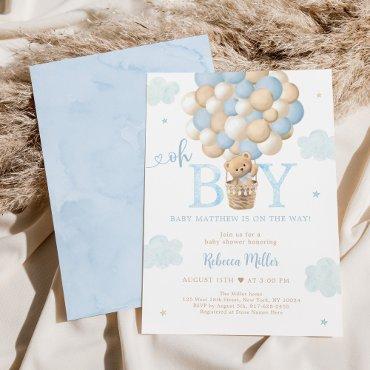 Blue Boy Teddy Bear Hot Air Balloon