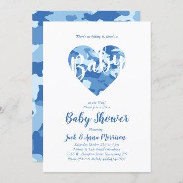Blue Camo Baby Shower Camouflage Country Boy Invitation