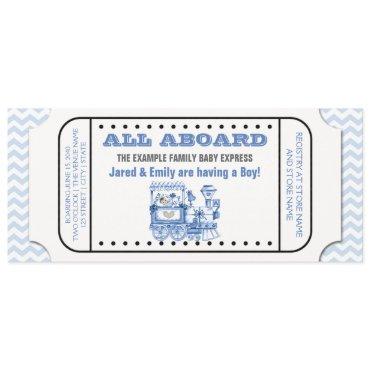 Blue Chevron Vintage Train Ticket