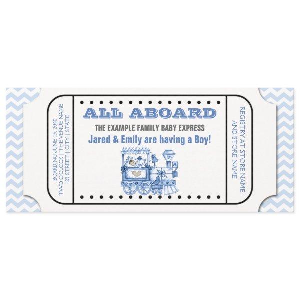 Blue Chevron Vintage Train Ticket