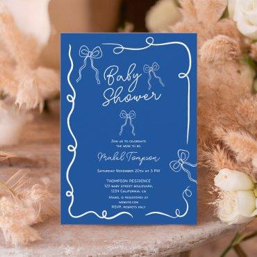 Blue chic bows ribbon illustrations