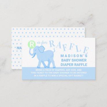 Blue Circus Cute Elephant Diaper Raffle Ticket Enclosure Card
