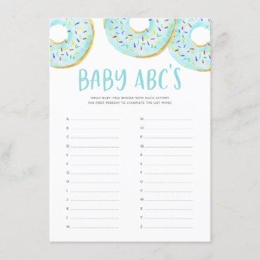 Blue Donuts Baby Shower Baby ABC's Game Card