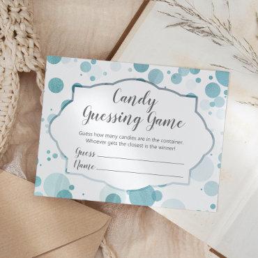 Blue Dots Boy Baby Shower Candy Guessing Game Enclosure Card