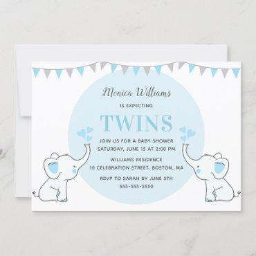 Blue Elephant Baby Shower | Boy Twins