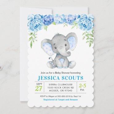 Blue Elephant Boy Baby Shower Sprinkle Invitation