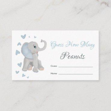 Blue Elephant Guess How Many Peanuts Baby Shower Enclosure Card