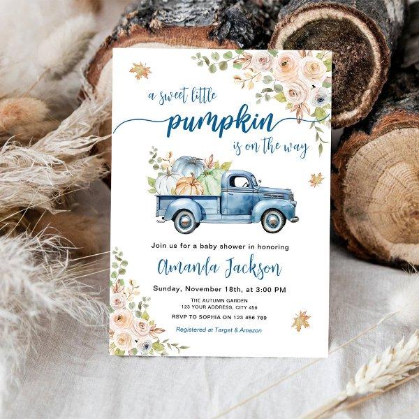 Blue Farm Truck Little Pumpkins