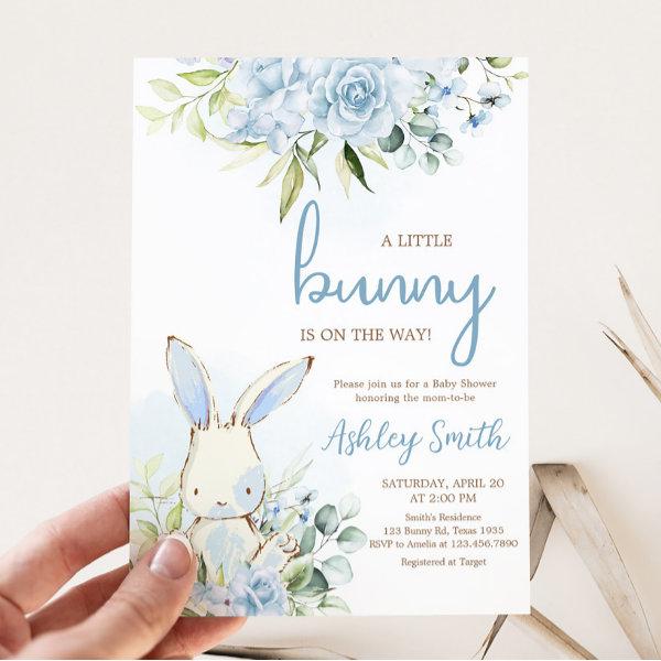 Blue Floral Bunny Rabbit