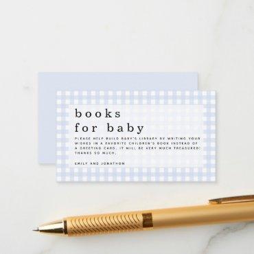 Blue Gingham Books for Picnic Baby Showe Enclosure Card