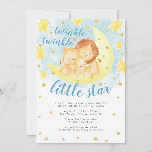 Blue Gold Glitter Twinkle Little Star