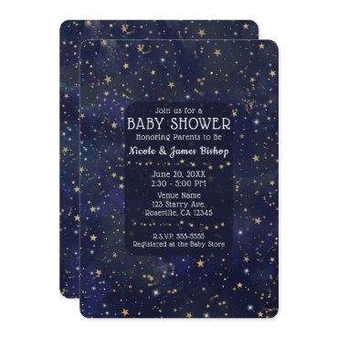 Blue & Gold Starry Night Sky Celestial