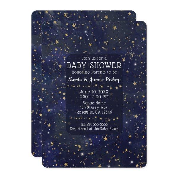 Blue & Gold Starry Night Sky Celestial