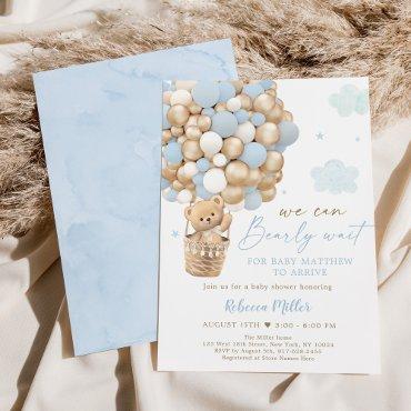 Blue Gold Teddy Bear Hot Air Balloon