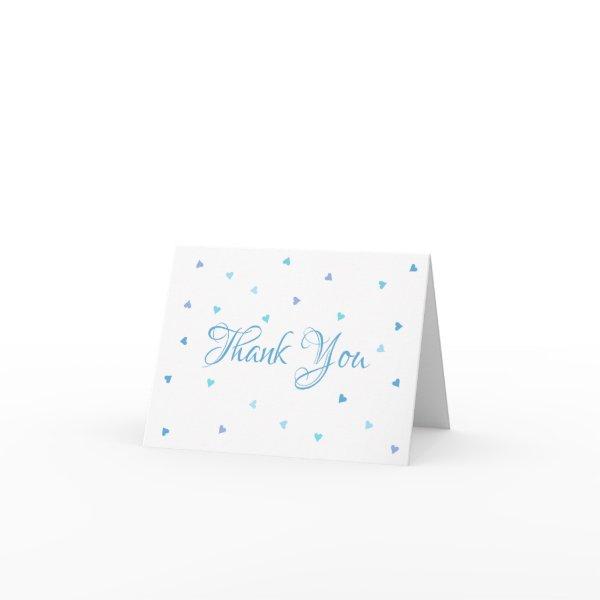 Blue Hearts Confetti Script Thank You Card