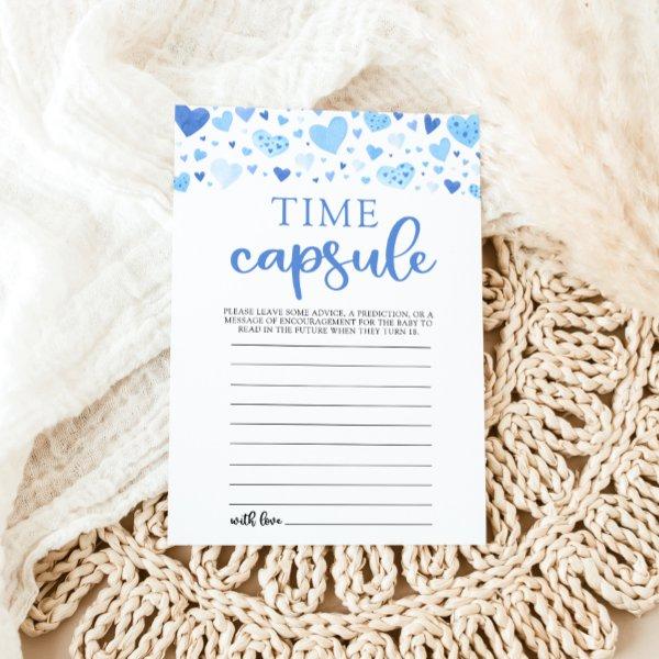 Blue Hearts Valentine Baby Shower Time Capsule
