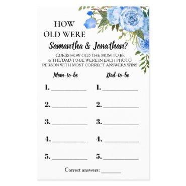 Blue How old were They shower bilingual game card Flyer