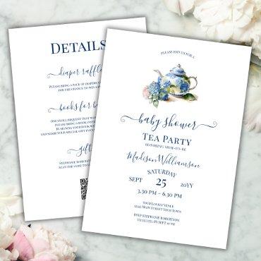 Blue Hydrangea Baby Shower Tea Party QR code