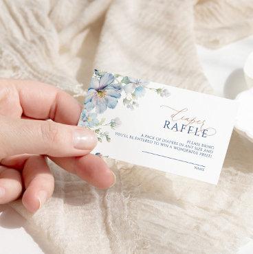 Blue Hydrangea & Rose Diaper Raffle Ticket Enclosure Card