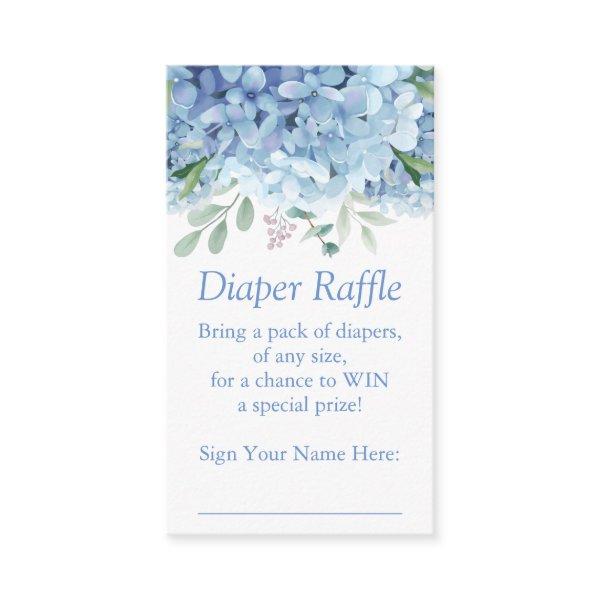 Blue Hydrangeas Boy Diaper Raffle Ticket Enclosure Card