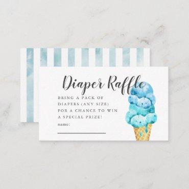 Blue Ice Cream Baby Shower Diaper Raffle Ticket Enclosure Card