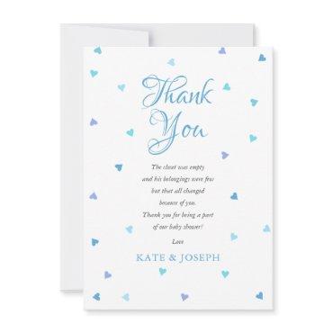 Blue Love Hearts Baby Shower Thank You Poem
