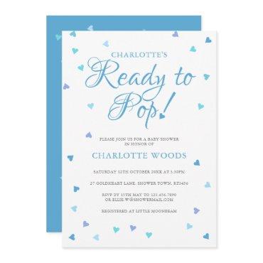 Blue Love Hearts Ready To Pop Baby Boy Shower