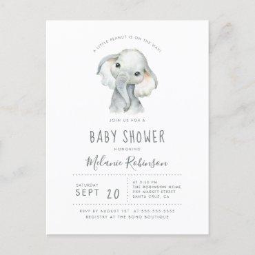 Blue & Orange Tribal Pattern Elephant Baby Shower Invitation Postcard
