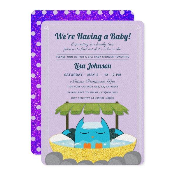 Blue Owl Spa Purple Glitter Polka Dots