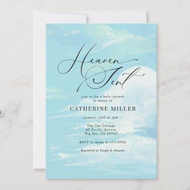 Blue Painted Sky Cloud Baby Shower Invitation