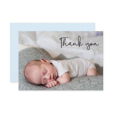 Blue Photo Baby Boy Shower Stylish Thank you