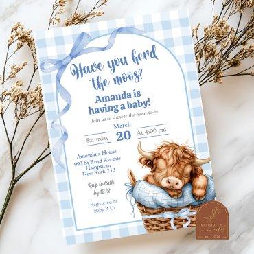 Blue Preppy Gingham Cow