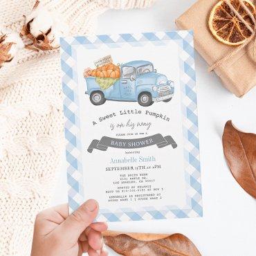 Blue Pumpkin Truck Gingham Boy