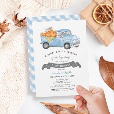 Blue Pumpkin Truck Gingham Boy