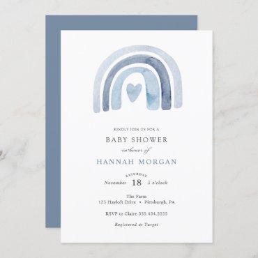 Blue Rainbow Baby Shower invitation