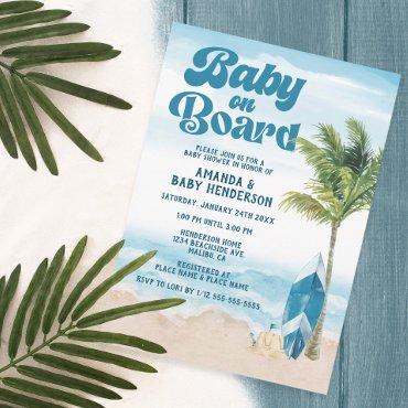 Blue Retro Baby On Board Surf