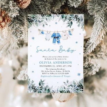 Blue Santa Baby Christmas Clothesline