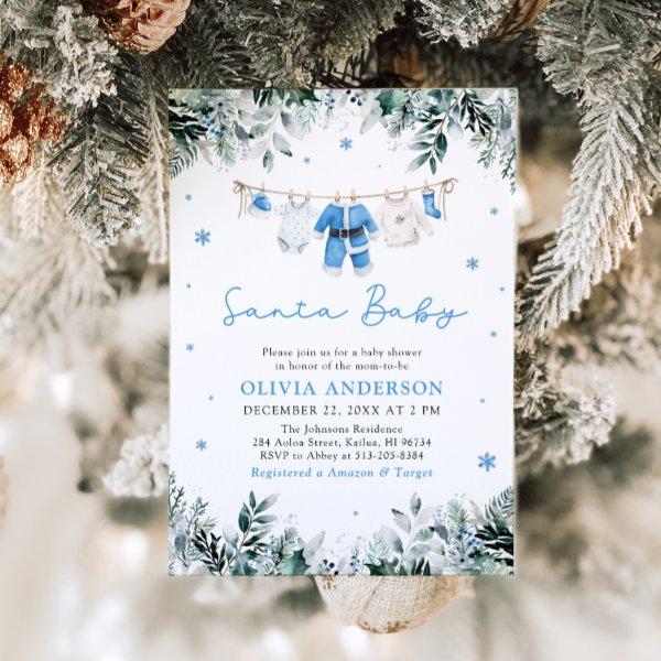 Blue Santa Baby Christmas Clothesline