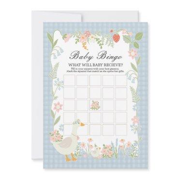 Blue Silly Goose Floral Gingham Baby Bingo Game