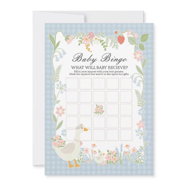 Blue Silly Goose Floral Gingham Baby Bingo Game