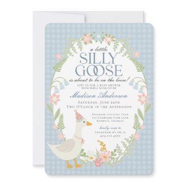 Blue Silly Goose Floral Gingham