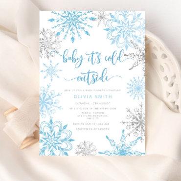 Blue silver snowflakes baby shower