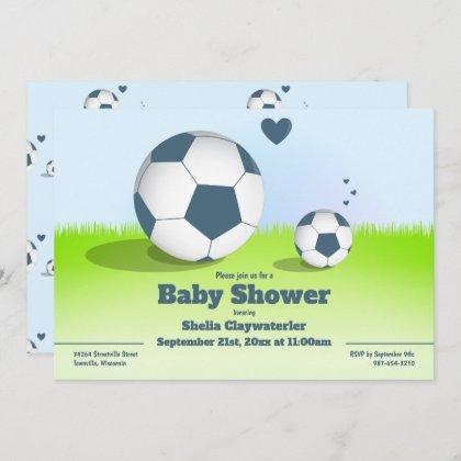 Blue Soccer/Football Baby Shower | Invitation