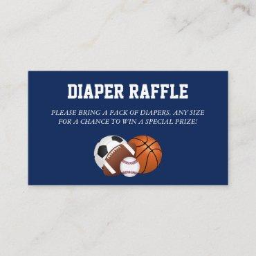 Blue Sports Baby Shower Diaper Raffle Enclosure Card