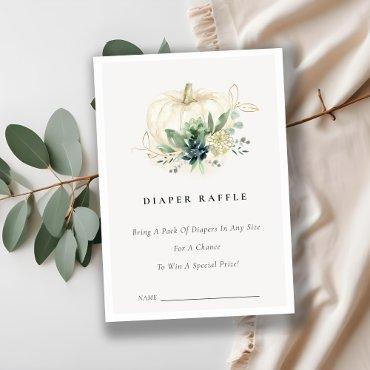 Blue Succulent Pumpkin Diaper Raffle Baby Shower Enclosure Card